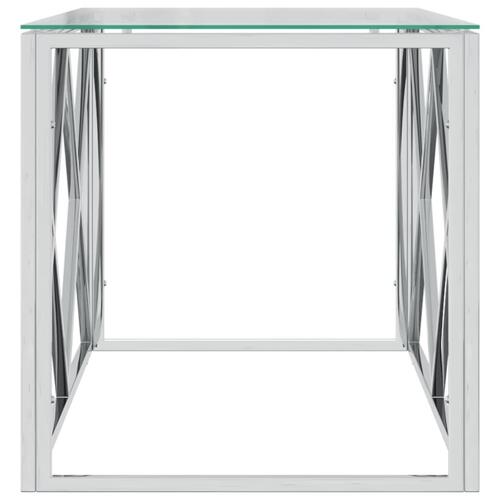 Sofabord 110x45x45 cm rustfrit stål og glas