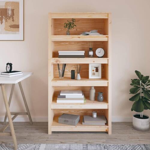 Bogreol 80x35x126 cm massivt fyrretræ