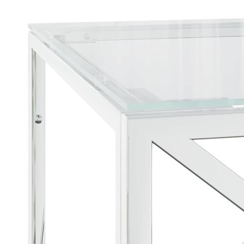 Sofabord 110x45x45 cm rustfrit stål og glas