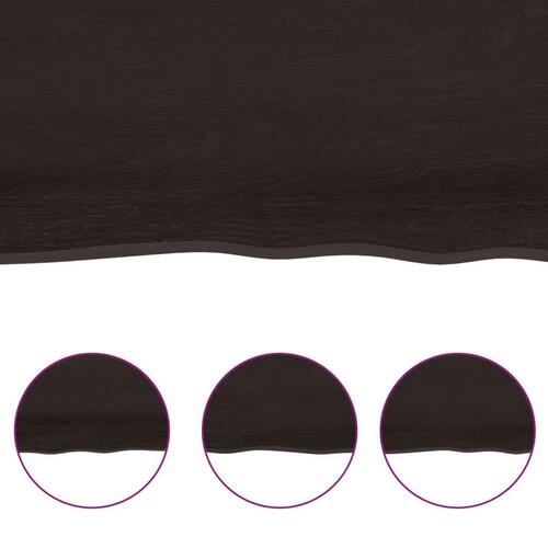 Bordplade 200x60x(2-4) cm naturlig kant behandlet træ mørkebrun