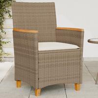 Havestole 2 stk. med hynder polyrattan og massivt træ beige