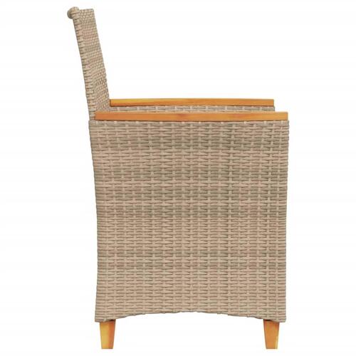Havestole 2 stk. med hynder polyrattan og massivt træ beige