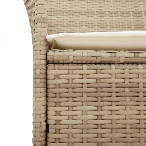 Havestole 2 stk. med hynder polyrattan og massivt træ beige