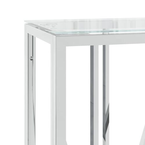 Konsolbord 110x30x70 cm rustfrit stål og glas