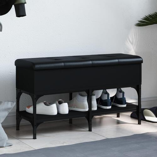 Skobænk 82x32x45 cm konstrueret træ sort