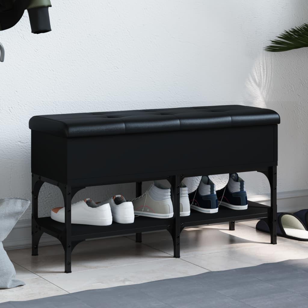 Skobænk 82x32x45 cm konstrueret træ sort