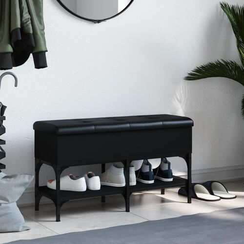 Skobænk 82x32x45 cm konstrueret træ sort