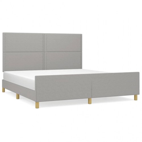 Sengeramme med sengegavl 180×200 cm - stof, lysegrå