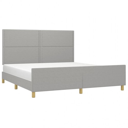 Sengeramme med sengegavl 180×200 cm - stof, lysegrå