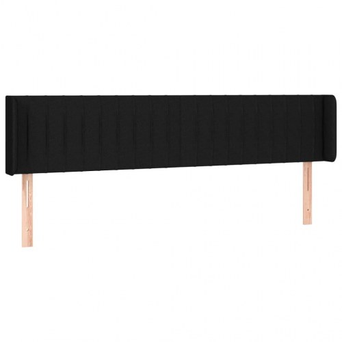 Sengegavl med LED-lys - 163x16x78/88 cm, stof, sort