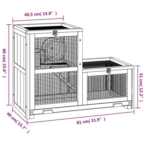 Hamsterbur 81x40x60 cm massivt fyrretræ