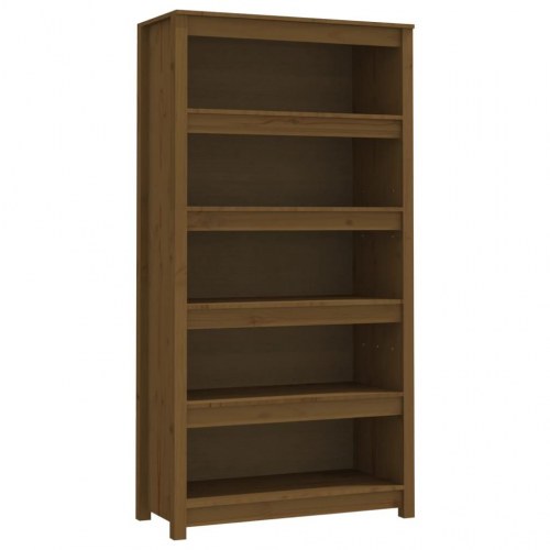 Bogreol 80x35x154 cm massivt fyrretræ gyldenbrun