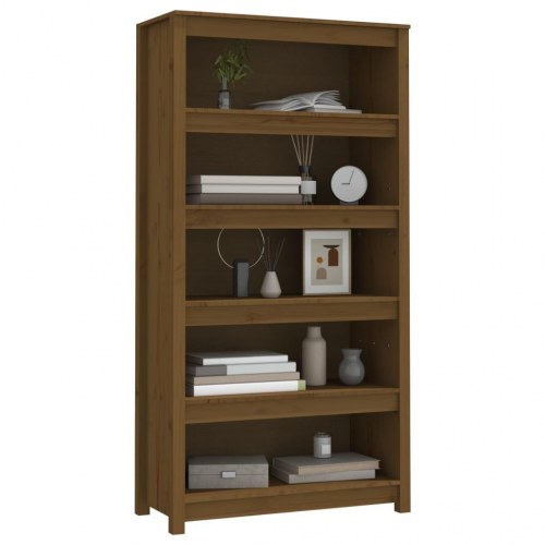 Bogreol 80x35x154 cm massivt fyrretræ gyldenbrun