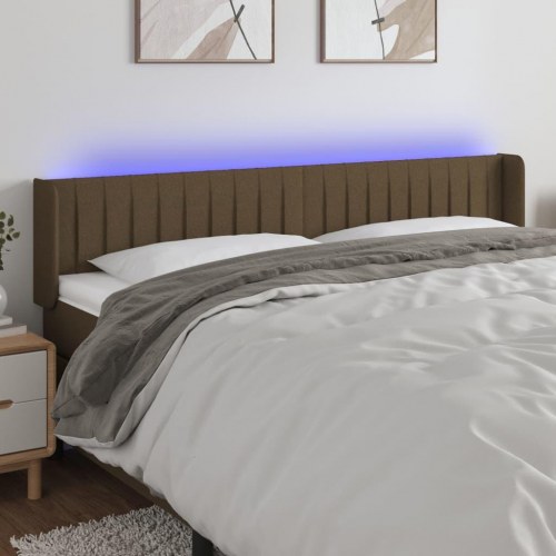 Sengegavl med LED-lys 163x16x78/88 cm - stof, mørkebrun