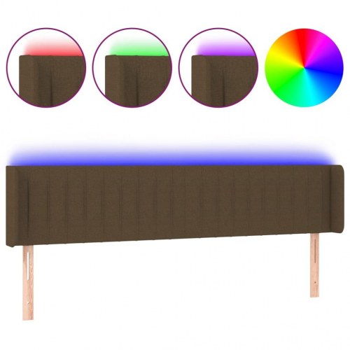 Sengegavl med LED-lys 163x16x78/88 cm - stof, mørkebrun