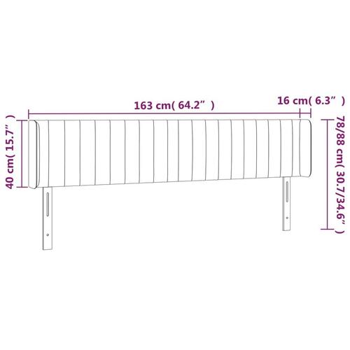 Sengegavl med LED-lys 163x16x78/88 cm stof gråbrun