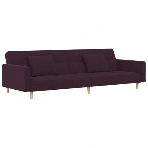 2-personers sovesofa med 2 puder stof lilla