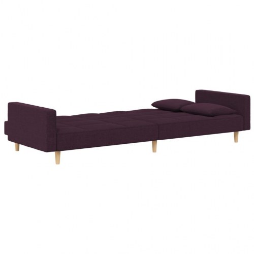 2-personers sovesofa med 2 puder stof lilla