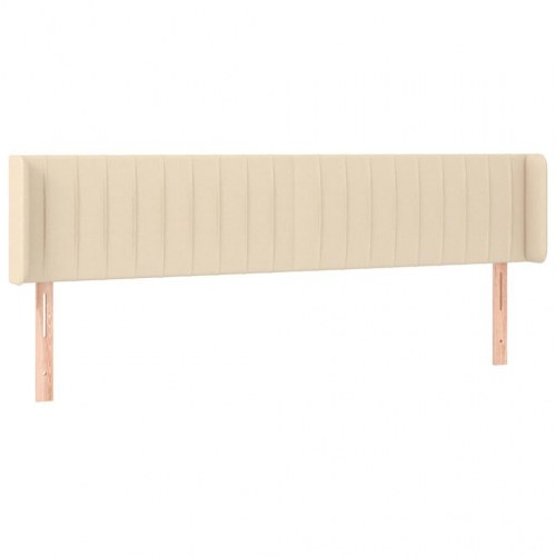 Sengegavl med LED-lys 163×16×78/88 cm - stof, cremefarvet