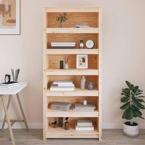 Bogreol 80x35x183 cm massivt fyrretræ