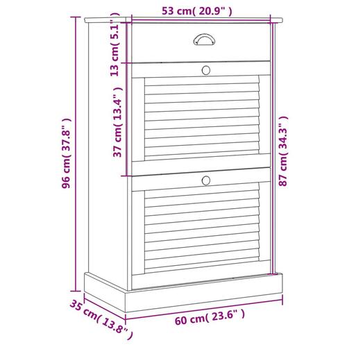 Skoskab VIGO 60x35x96 cm massivt fyrretræ hvid