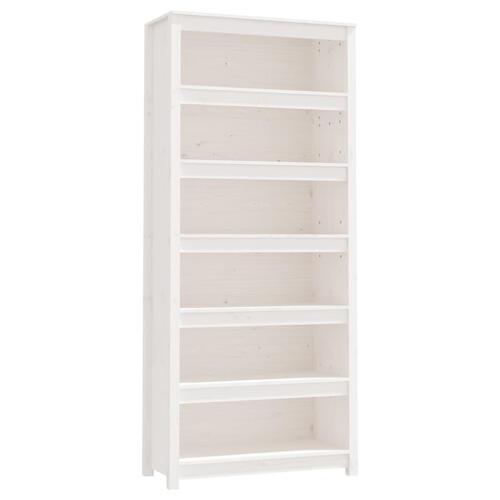 Bogreol 80x35x183 cm massivt fyrretræ hvid