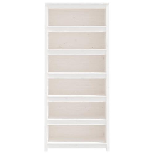 Bogreol 80x35x183 cm massivt fyrretræ hvid