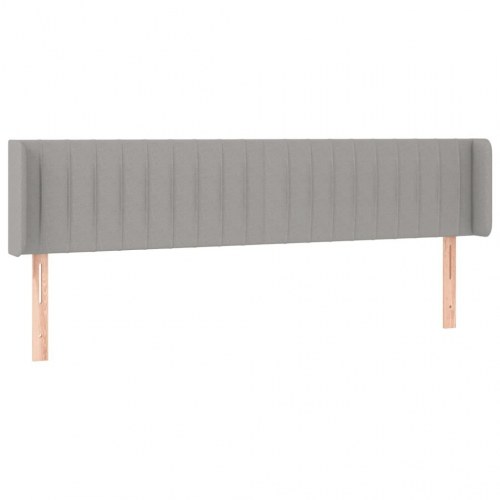 Sengegavl med LED-lys - 183×16×78/88 cm, stof, lysegrå