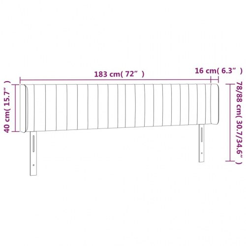 Sengegavl med LED-lys - 183×16×78/88 cm, stof, lysegrå