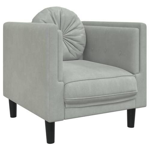 3 personers sofa med puder velour lysegrå