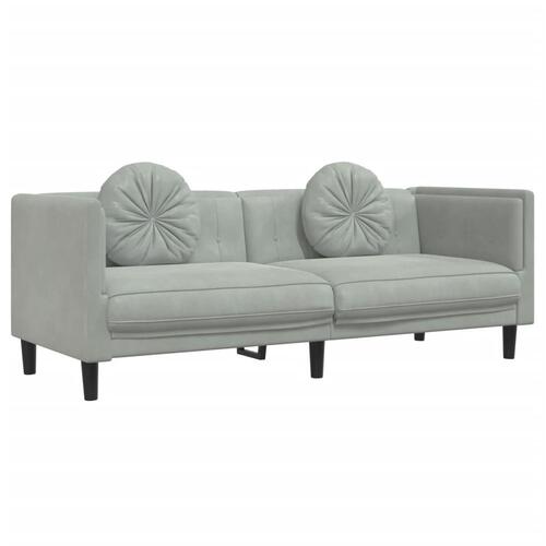 3 personers sofa med puder velour lysegrå