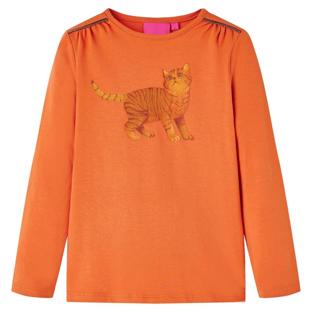 Langærmet T-shirt til børn str. 140 cm orange billede