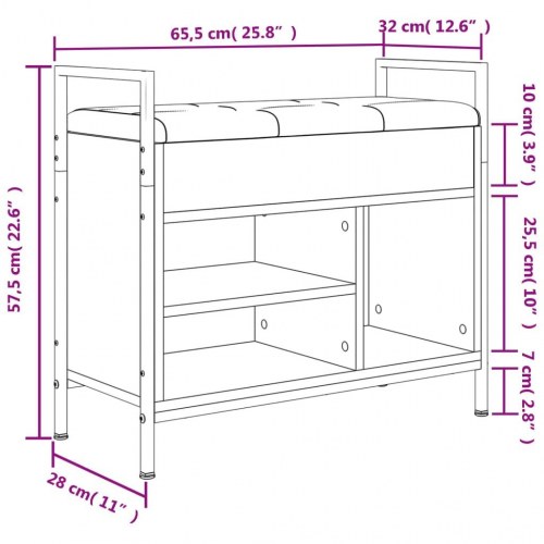 Skobænk 65,5x32x57,5 cm konstrueret træ sonoma-eg