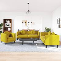 3 personers sofa med puder velour gul