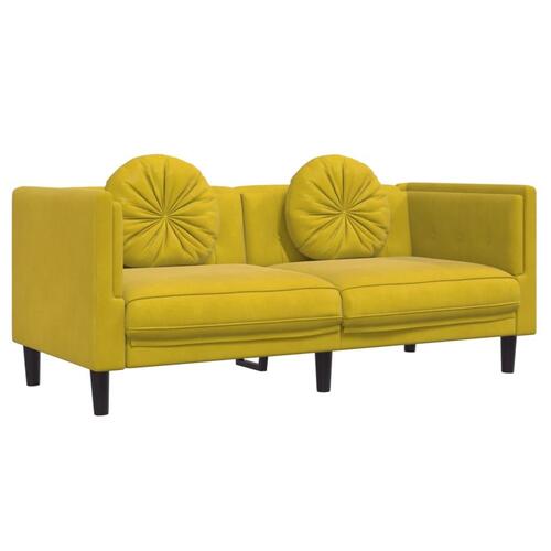 3 personers sofa med puder velour gul