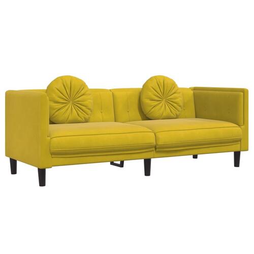 3 personers sofa med puder velour gul