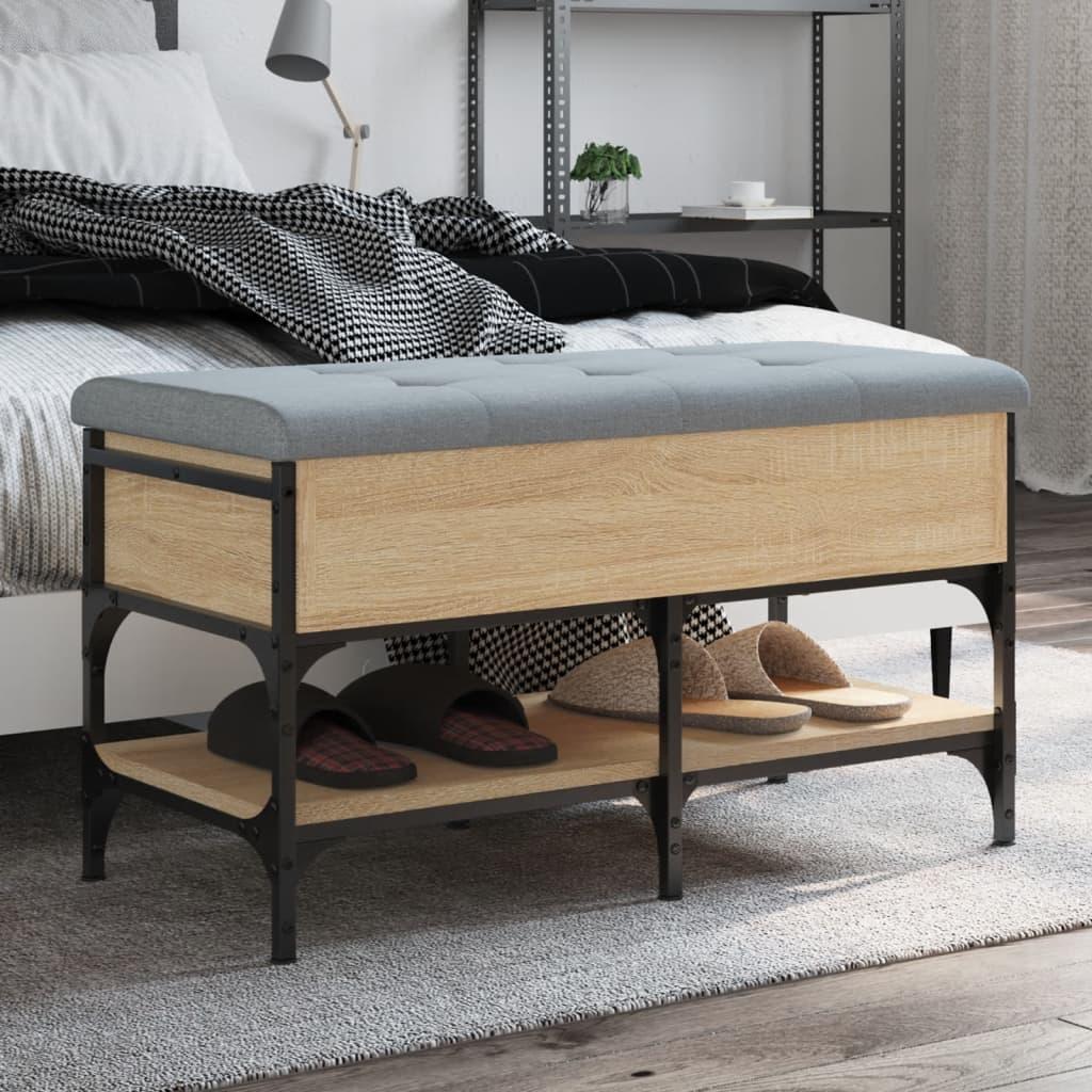 Skobænk 82x42x45 cm konstrueret træ sonoma-eg