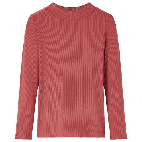 Langærmet T-shirt til børn str. 104 mock-rullekrave rød