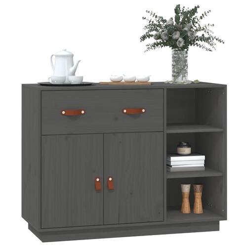 Skænk 98,5x40x75 cm massivt fyrretræ grå
