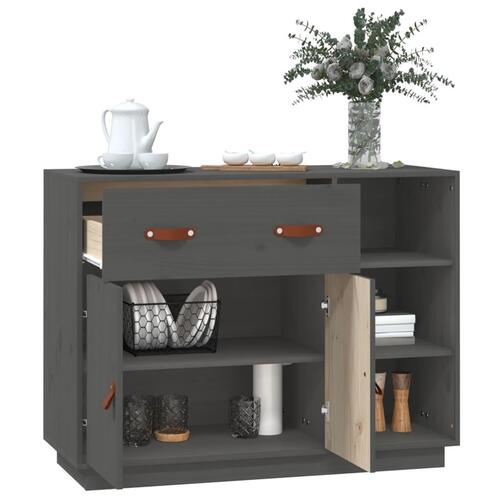 Skænk 98,5x40x75 cm massivt fyrretræ grå