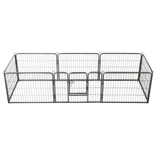 Løbegård til hunde 8 paneler stål 60 x 80 sort