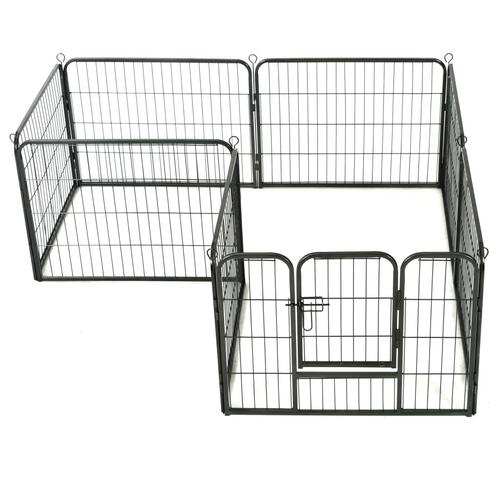Løbegård til hunde 8 paneler stål 60 x 80 sort
