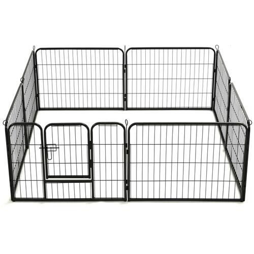 Løbegård til hunde 8 paneler stål 60 x 80 sort