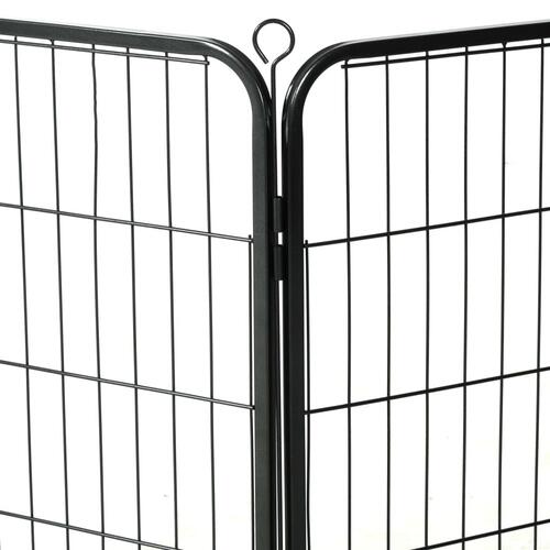 Løbegård til hunde 8 paneler stål 60 x 80 sort