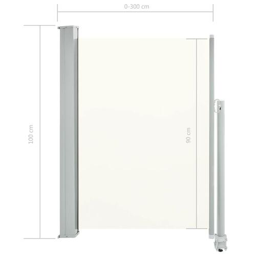 Sammenrullelig sidemarkise 100 x 300 cm cremefarvet