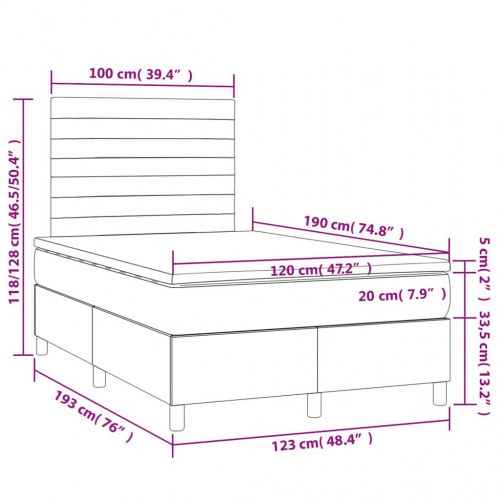 Kontinentalseng med madras 120×190 cm - stof, sort