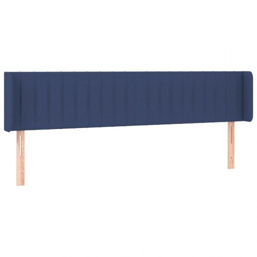 Sengegavl med LED-lys 183x16x78/88 cm - stof, blå