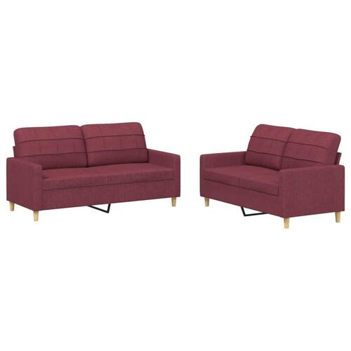 2 personers sofa med hynder stof vinrød