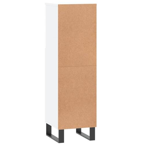 Badeværelsesskab 30x30x100 cm konstrueret træ hvid