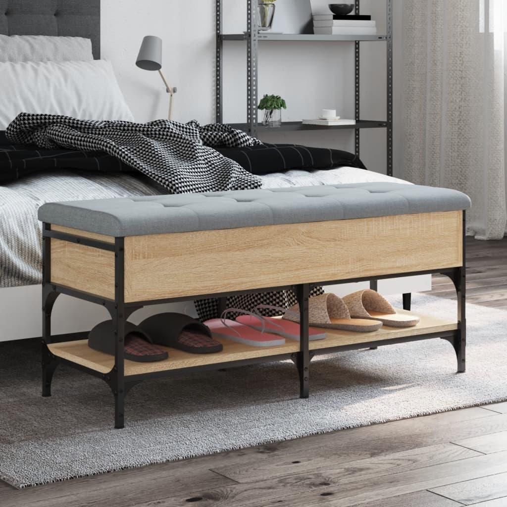 Skobænk 102x42x45 cm konstrueret træ sonoma-eg